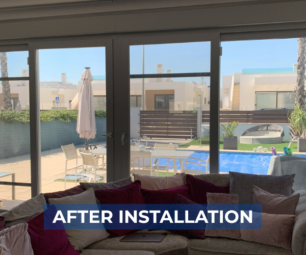 View from inside a property after solar window film installation.